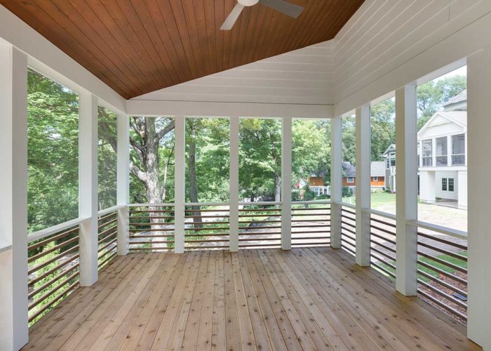 Outdoor patio with unique ceiling