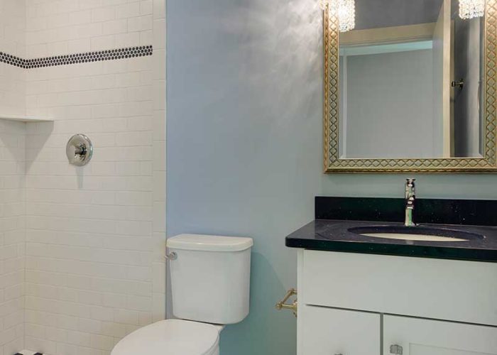 Bathroom with blue walls