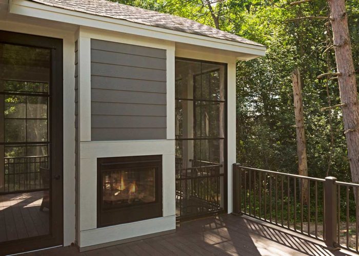 Deck with fire place