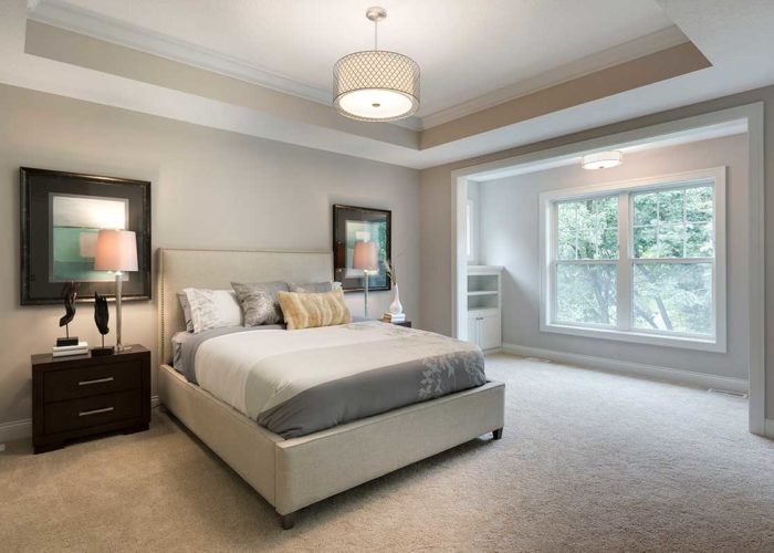 Large master bedroom with vault ceiling