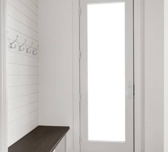 built-in bench with hooks