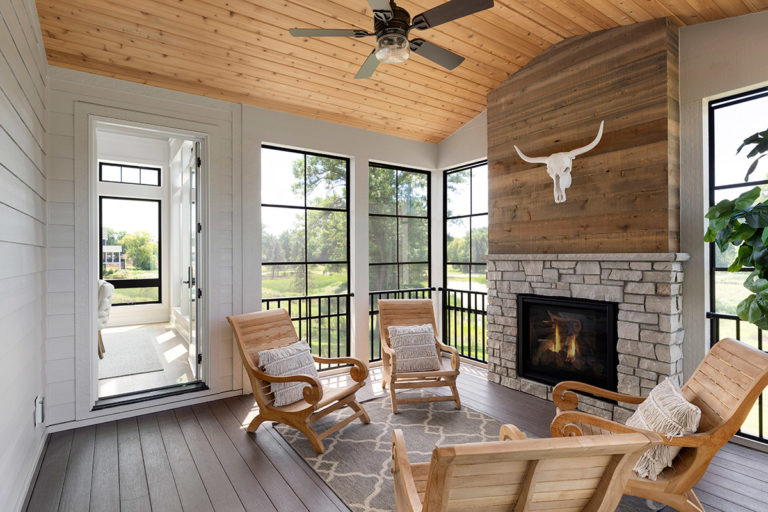 Beautiful wooden outdoor porch living space